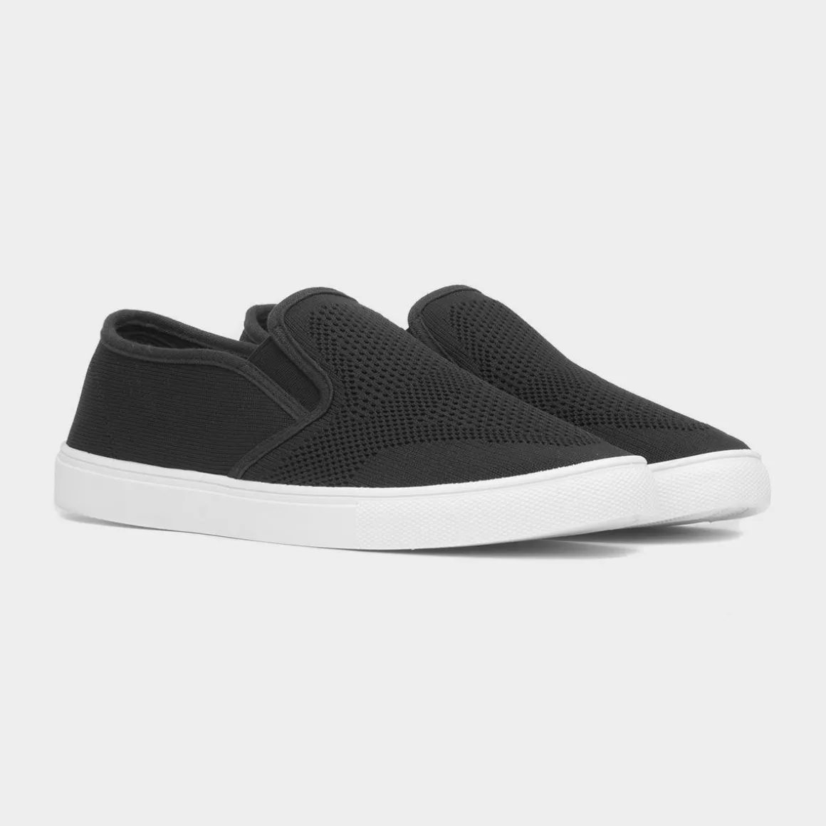 Red Fish Harry Mens Black Knitted Slip On Canvas