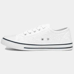Red Fish Meru Womens White Floral Canvas Shoe