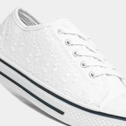 Red Fish Meru Womens White Floral Canvas Shoe