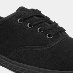 Red Fish Tai Womens Black Lace Up Canvas Shoe