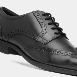 Red Level Adige Mens Black Leather Brogue Shoe
