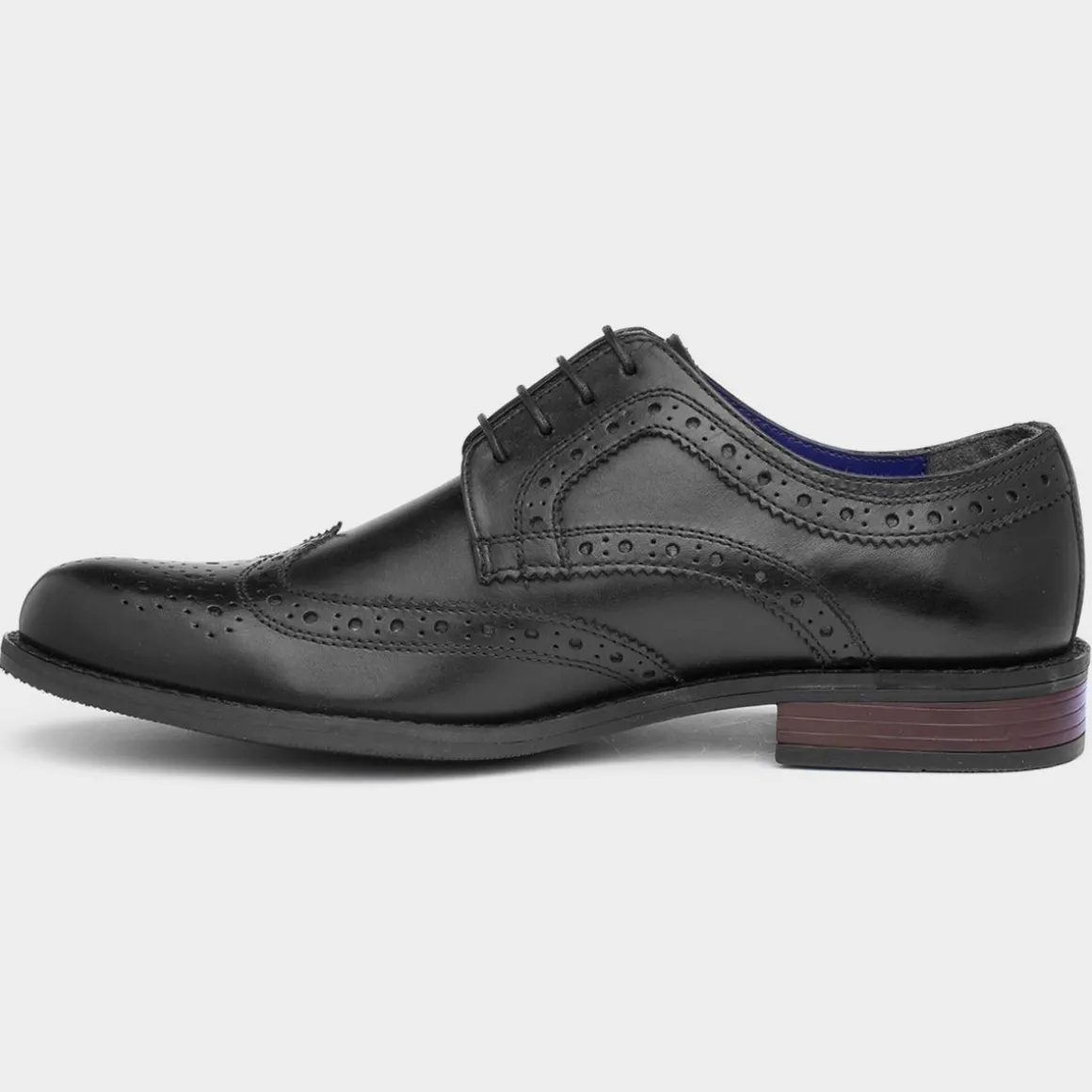 Red Level Chiesa Mens Black Leather Brogue Shoe