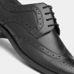 Red Level Chiesa Mens Black Leather Brogue Shoe