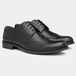 Red Level Chiesa Mens Black Leather Brogue Shoe
