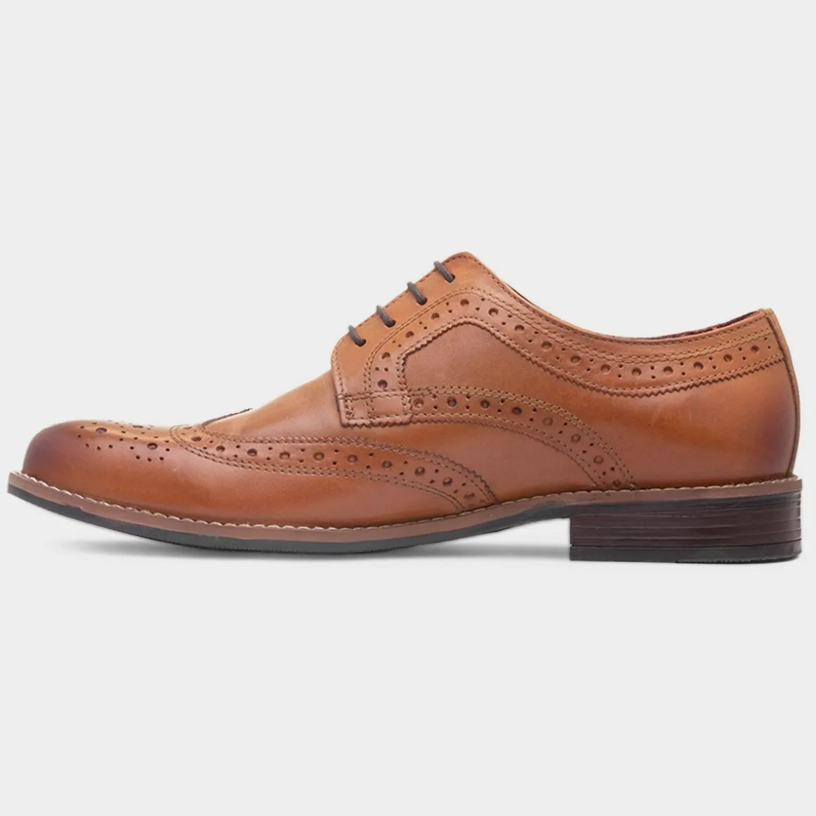 Red Level Chiesa Mens Tan Leather Brogue Shoe