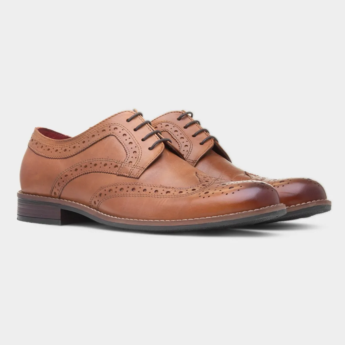 Red Level Chiesa Mens Tan Leather Brogue Shoe