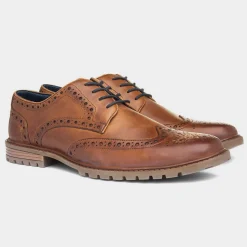 Red Level Cruise Mens Tan Leather Brogue Shoe