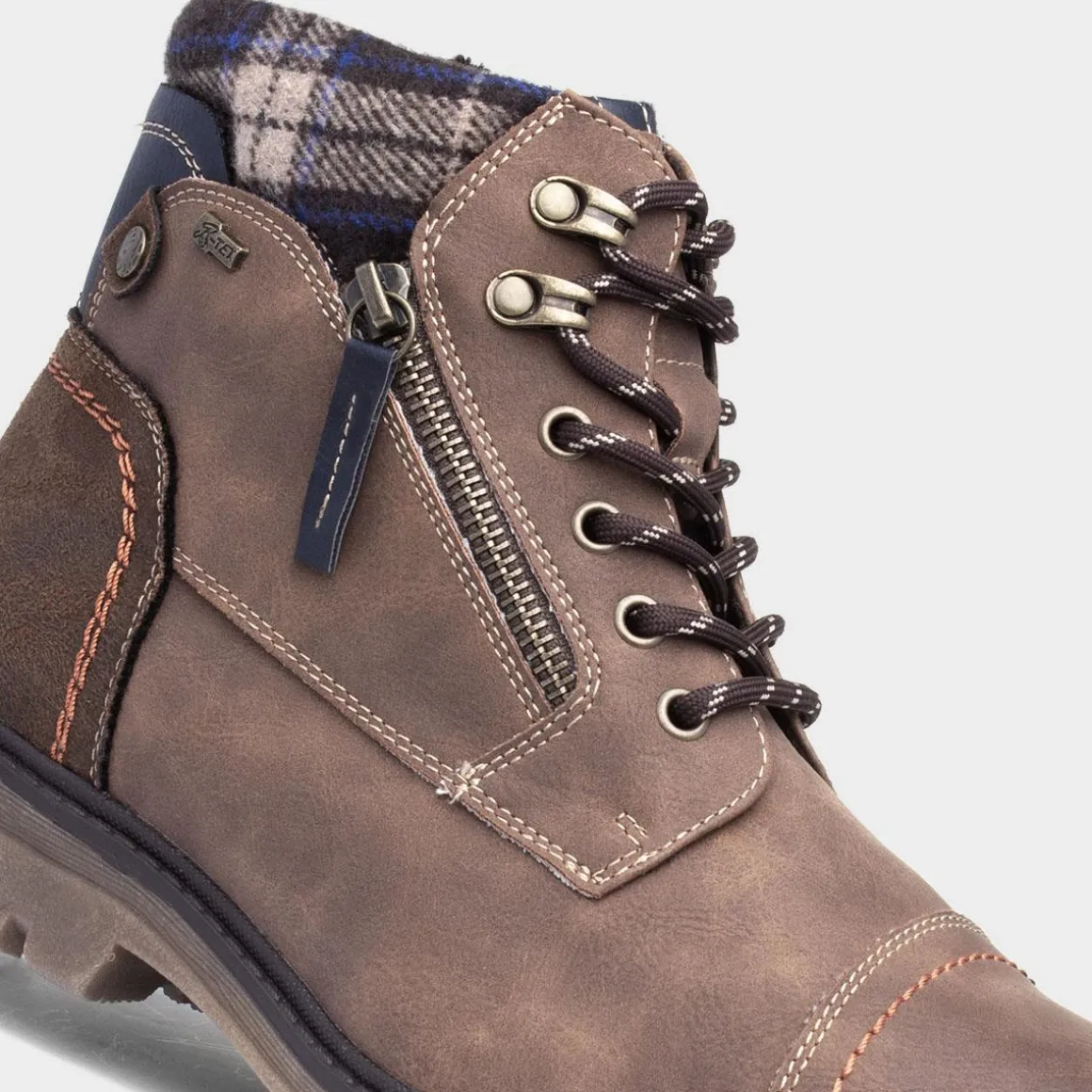 Relife Chris Mens Cognac Brown Zip Up Boot