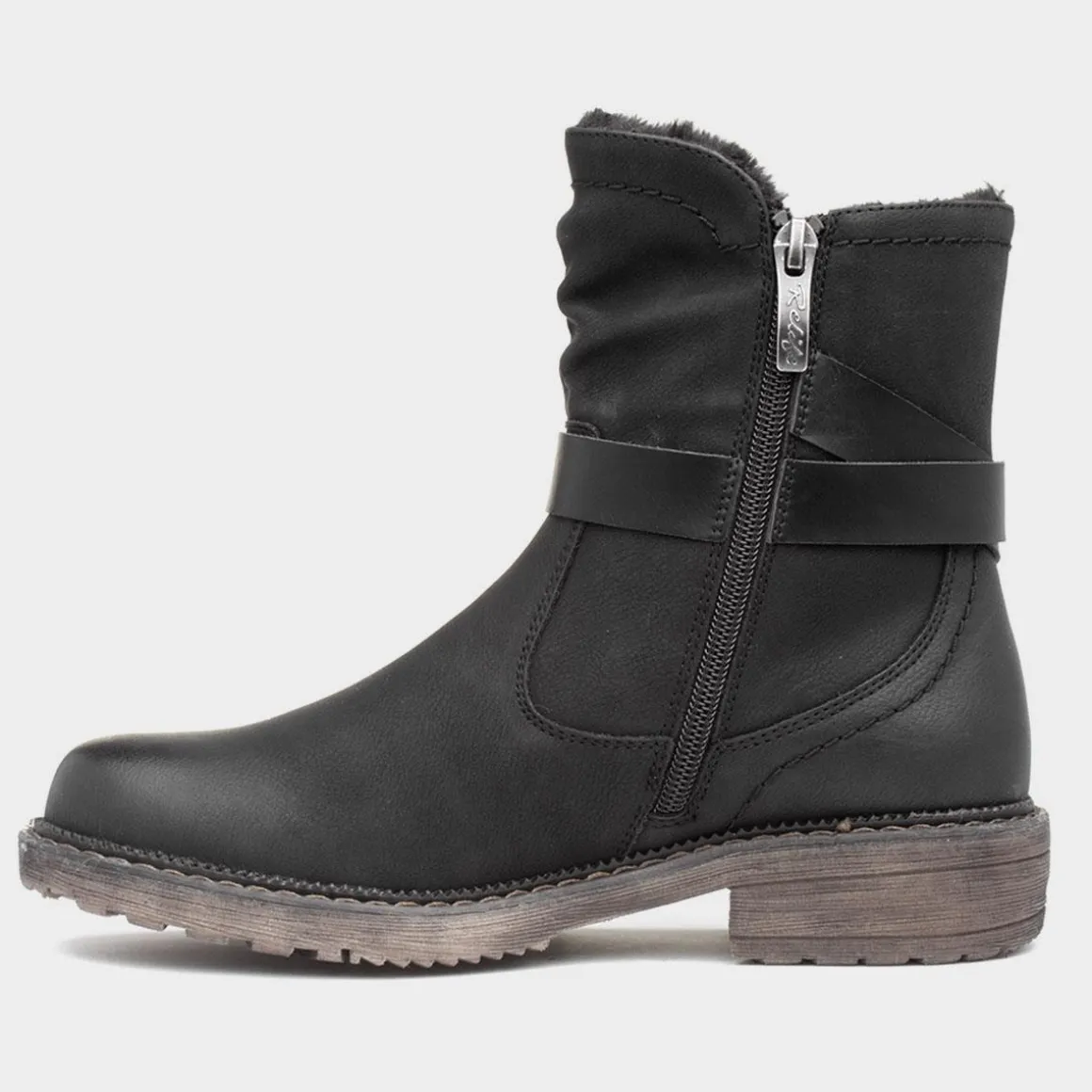 Relife Clare Womens Black Faux Fur Lined Boot