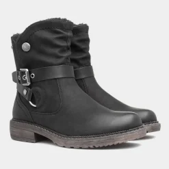 Relife Clare Womens Black Faux Fur Lined Boot