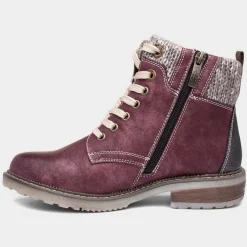 Relife Diane Womens Red Lace Up Ankle Boot