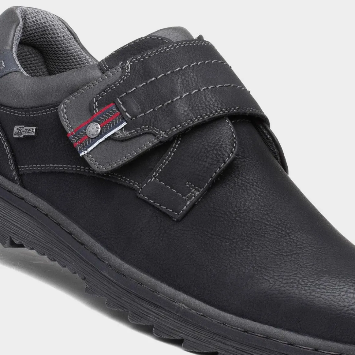 Relife Steve Mens Black Easy Fasten Shoe