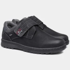 Relife Steve Mens Black Easy Fasten Shoe