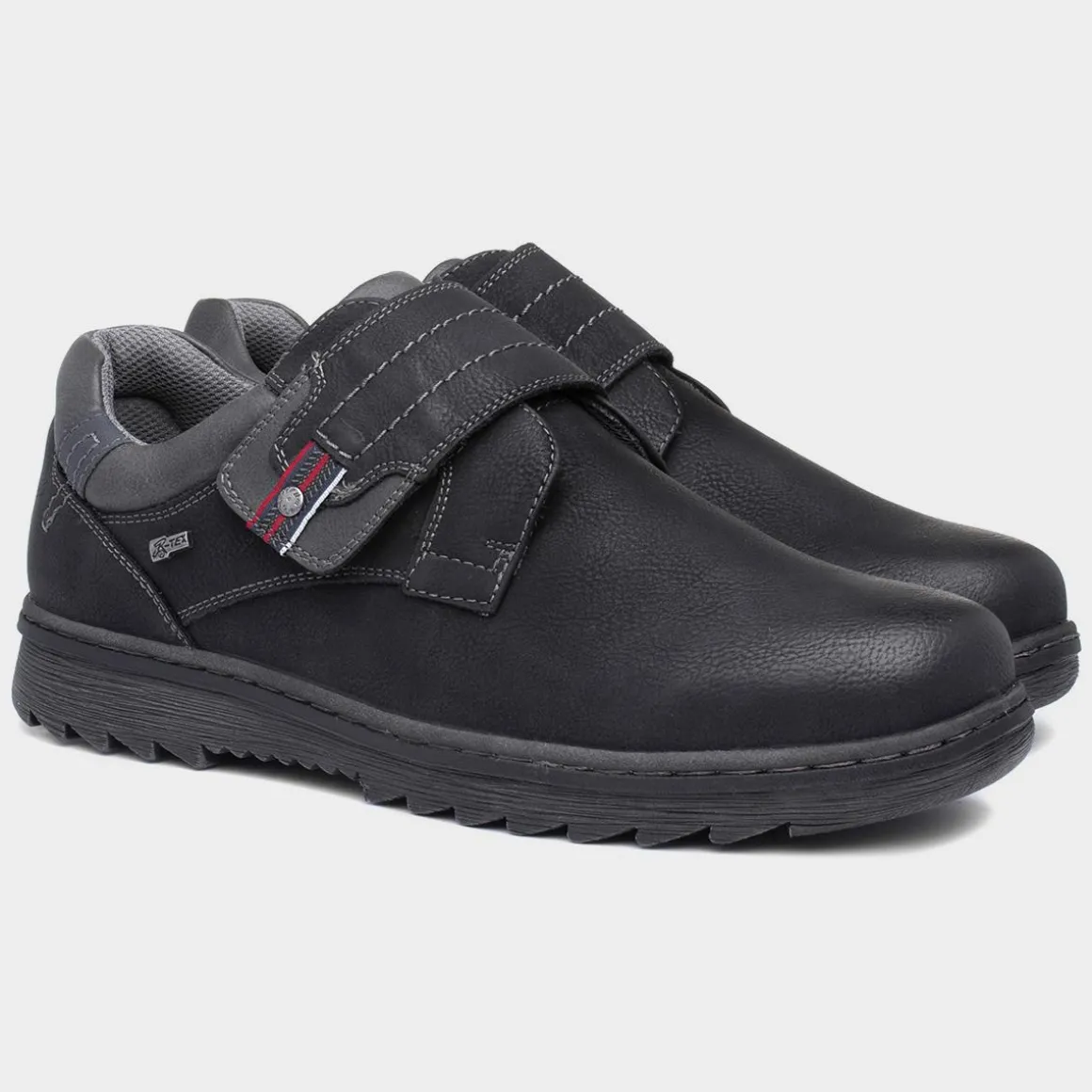 Relife Steve Mens Black Easy Fasten Shoe