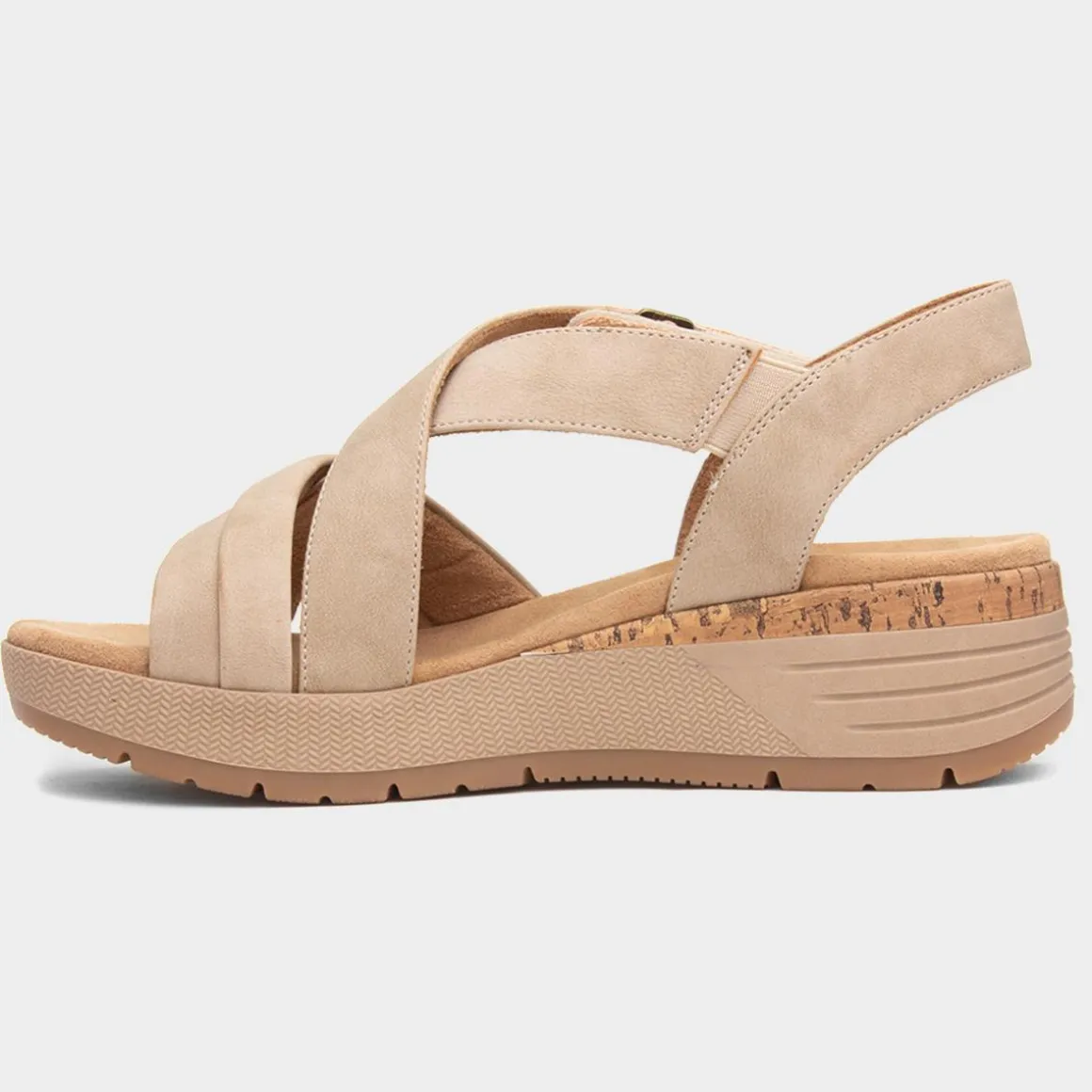 Relife Sukie Womens Beige Wedge Strappy Sandal