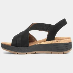 Relife Sukie Womens Black Strappy Wedge Sandal