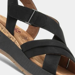 Relife Sukie Womens Black Strappy Wedge Sandal