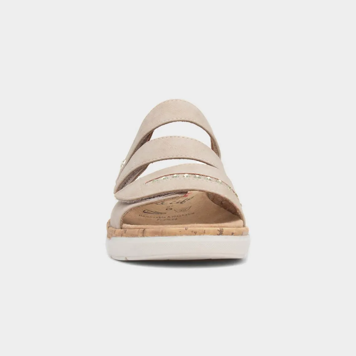 Relife Sylvia Womens Beige Easy Fasten Mule Sandal