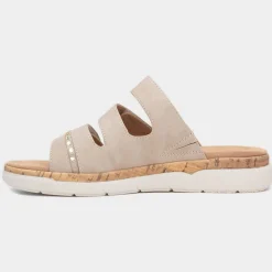 Relife Sylvia Womens Beige Easy Fasten Mule Sandal