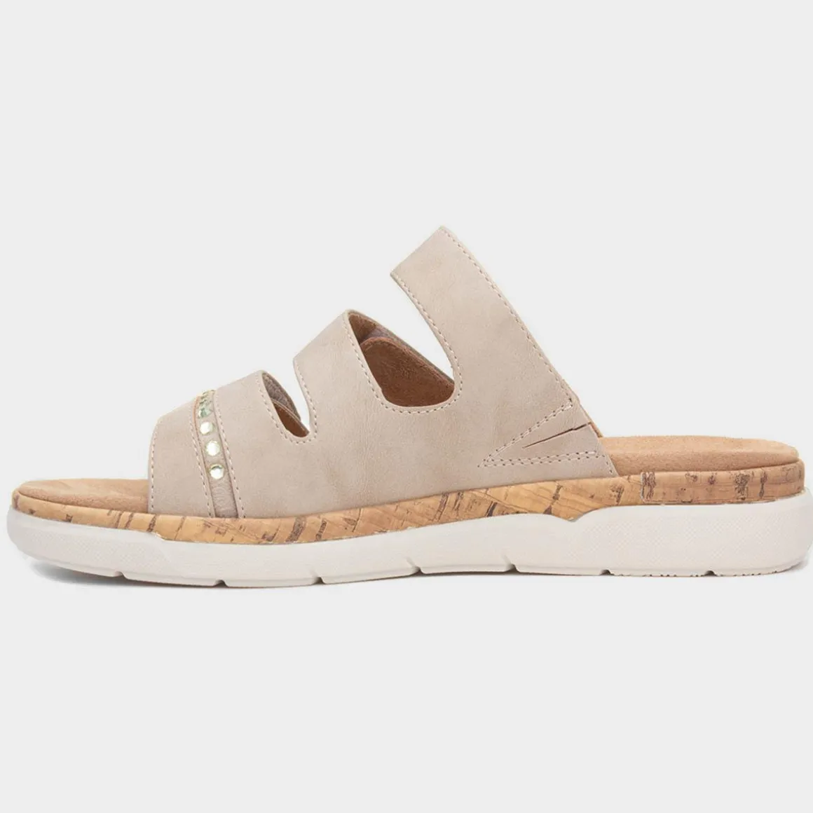 Relife Sylvia Womens Beige Easy Fasten Mule Sandal
