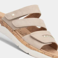 Relife Sylvia Womens Beige Easy Fasten Mule Sandal