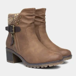 Relife Tracey Womens Tan Ankle Heeled Boot