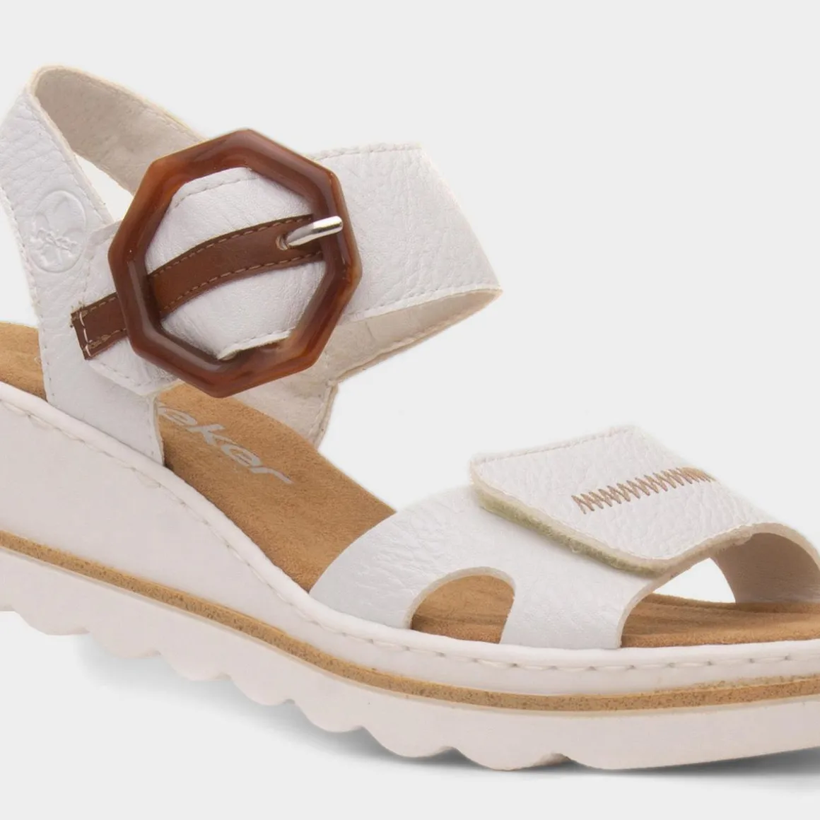 Rieker Antistress Womens White Wedge Sandal