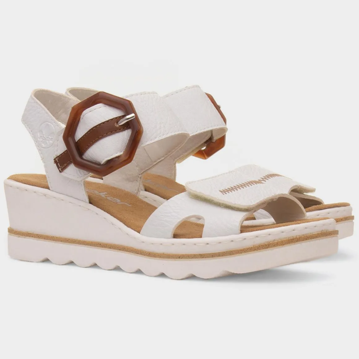 Rieker Antistress Womens White Wedge Sandal
