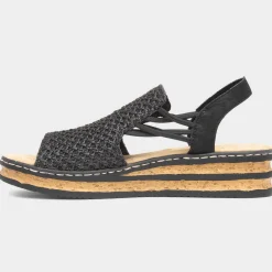 Rieker Antistress Womens Black Open Toe Sandal