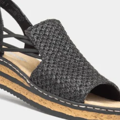 Rieker Antistress Womens Black Open Toe Sandal