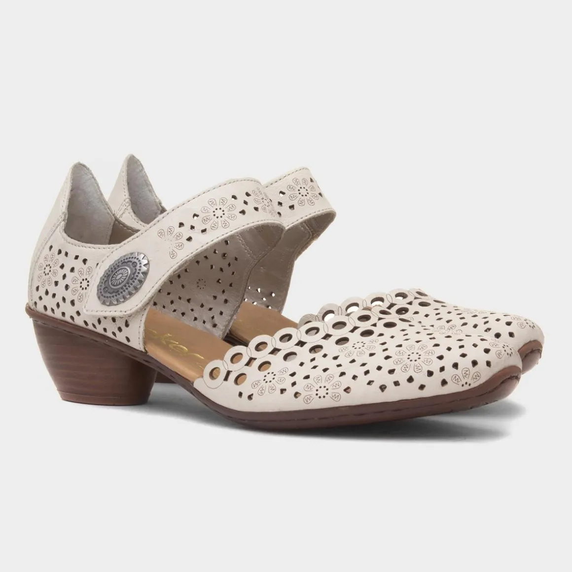 Rieker Antistress Womens Beige Leather Court Shoe