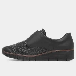 Rieker Antistress Womens Black Leopard Print Shoes