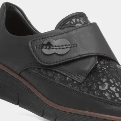 Rieker Antistress Womens Black Leopard Print Shoes