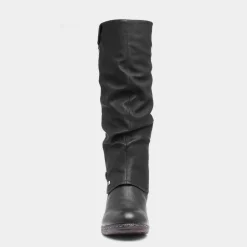 Rieker Womens Black Low Heel High Leg Boot