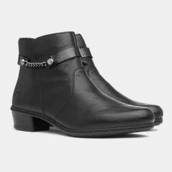 Rieker Womens Black Zip Ankle Boot