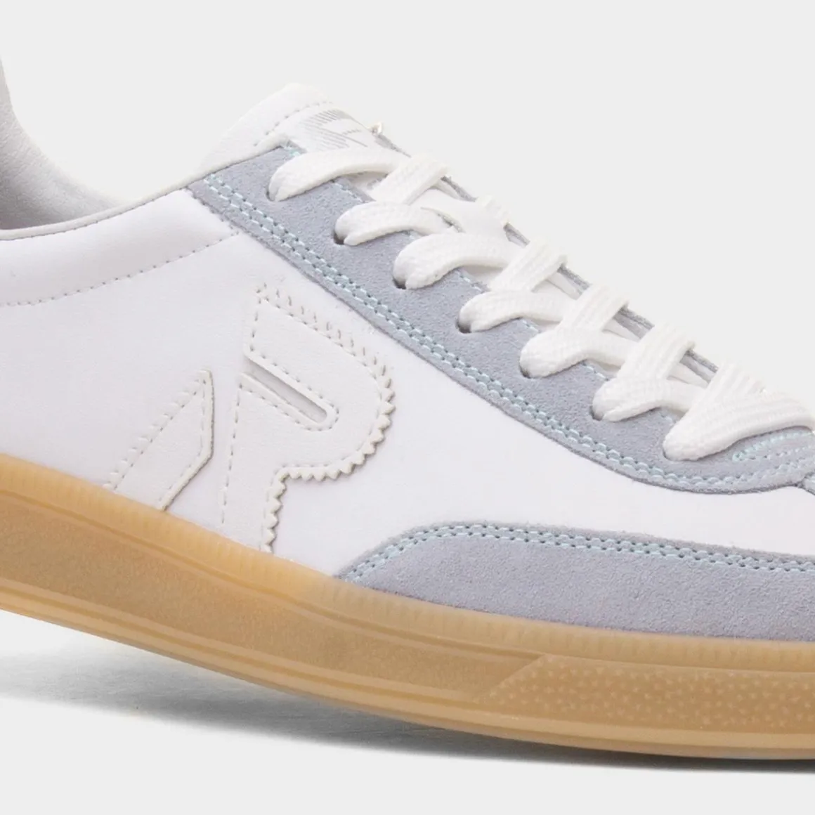 Rieker Womens White & Blue Leather Shoe