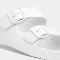Shelly Womens White Double Buckle Sandal