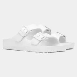 Shelly Womens White Double Buckle Sandal