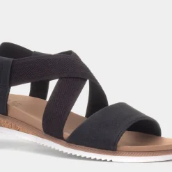 Skechers Bobs Desert Kiss Low Womens Black Sandal