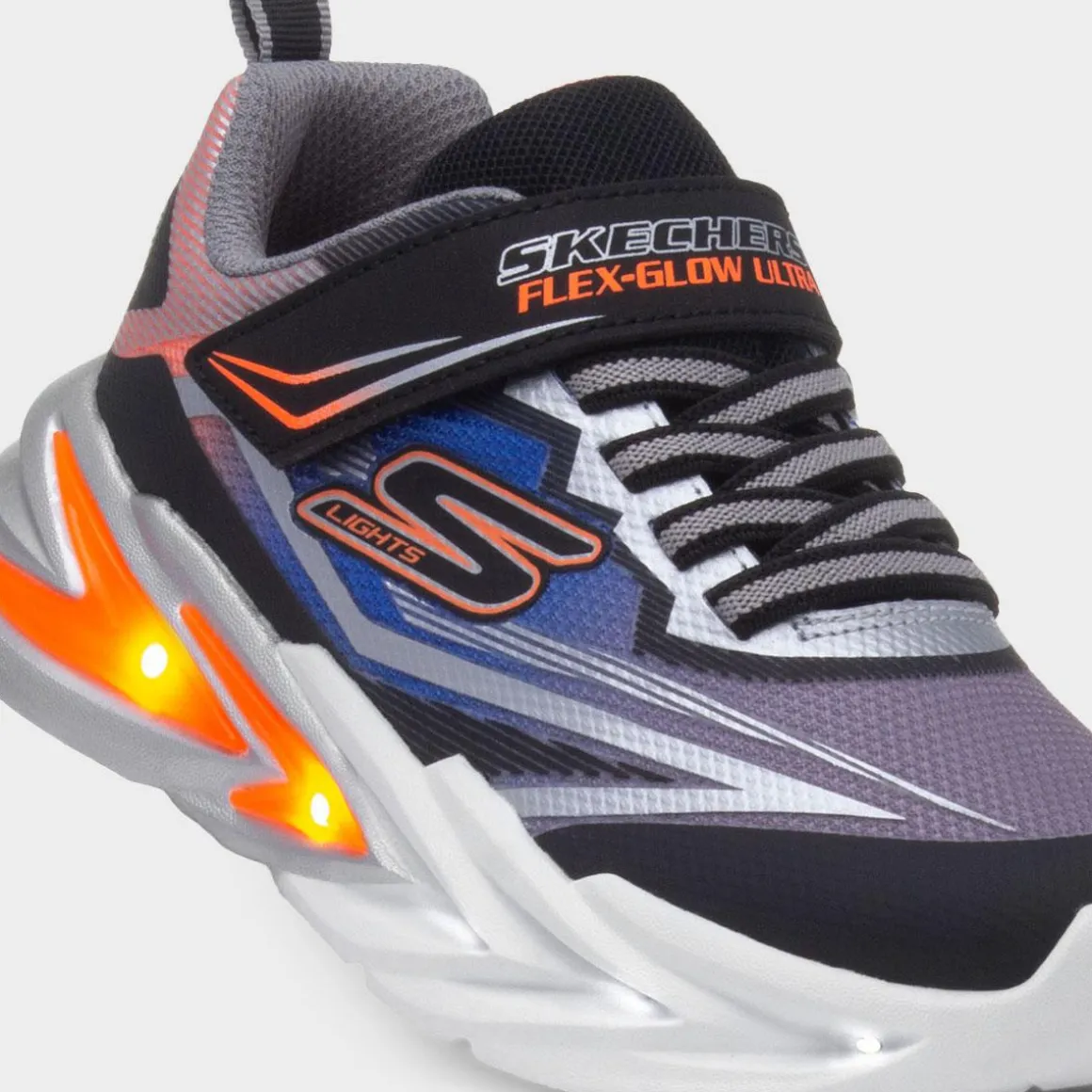 Skechers Flex Glow Kids Grey Light Up Trainer