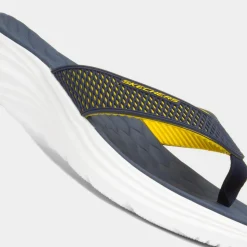 Skechers Vapor Foam Mens Navy & Yellow Flip Flop