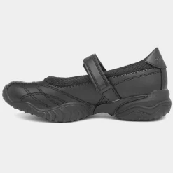 Skechers Velocity Pouty Girls Black Leather Shoe