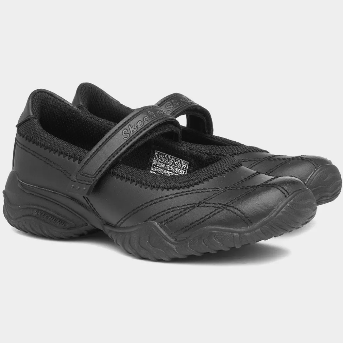 Skechers Velocity Pouty Girls Black Leather Shoe