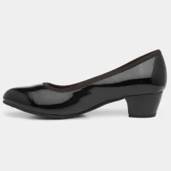 Soft Line Womens Black Block Heel Court Shoe