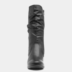 Soft Line Womens Black Heeled Calf Boot