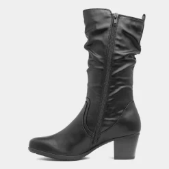 Soft Line Womens Black Heeled Calf Boot