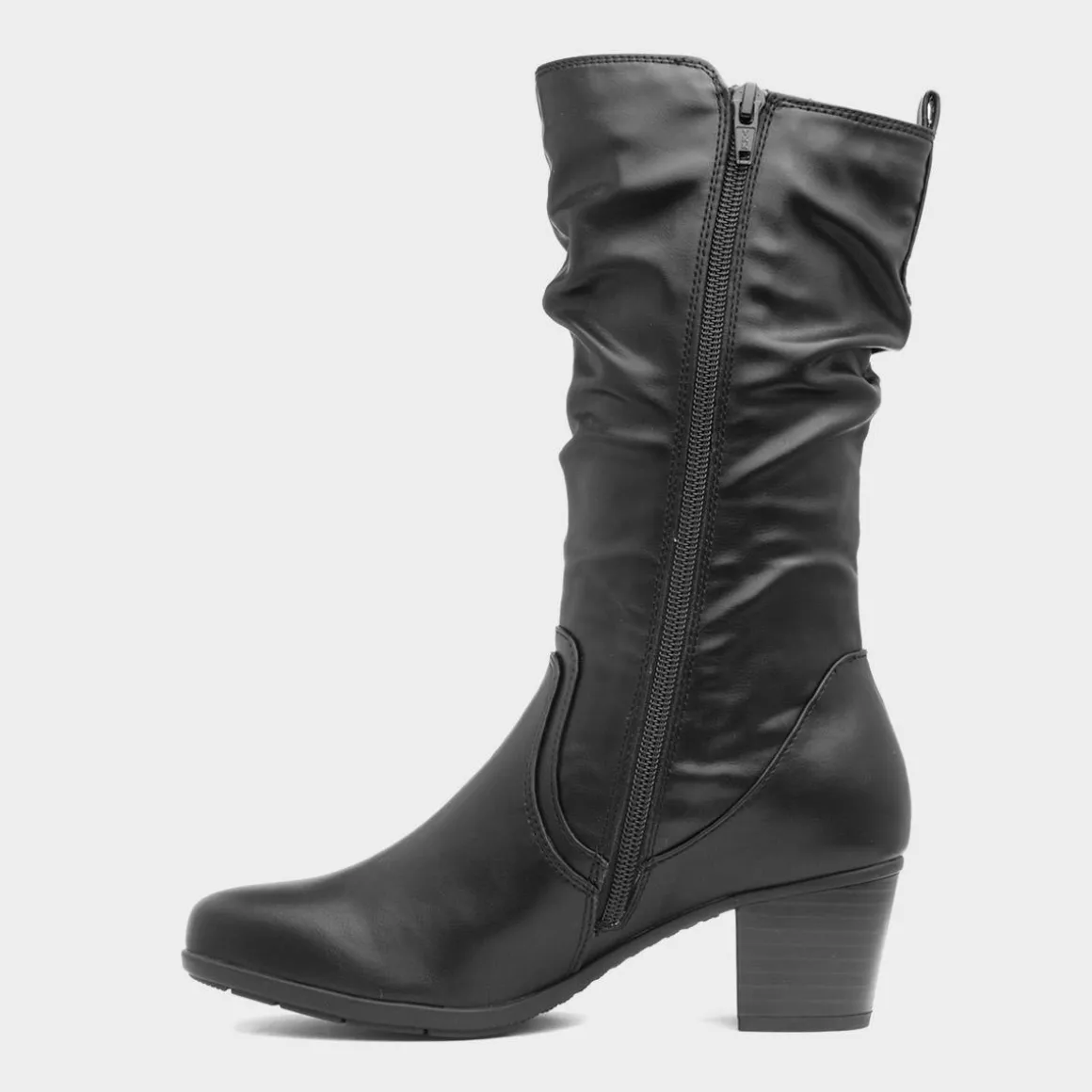 Soft Line Womens Black Heeled Calf Boot