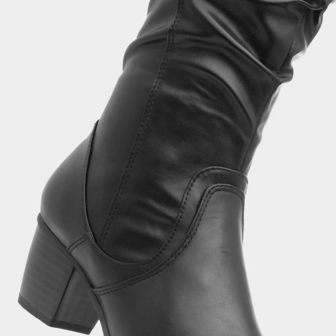 Soft Line Womens Black Heeled Calf Boot
