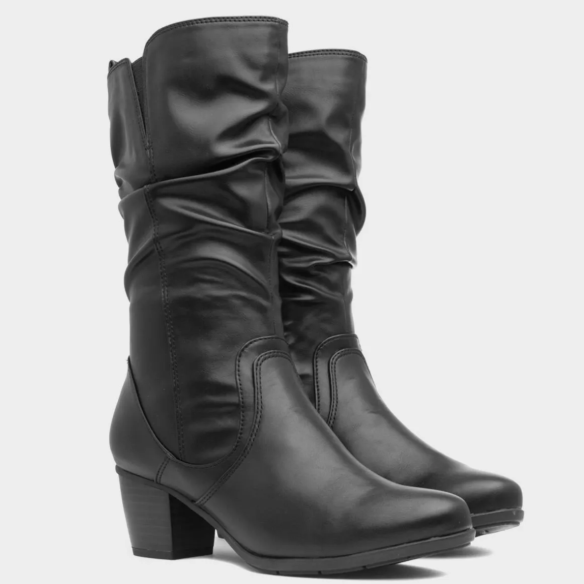 Soft Line Womens Black Heeled Calf Boot