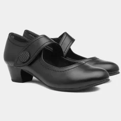 Soft Line Womens Black Heeled Bar Shoe